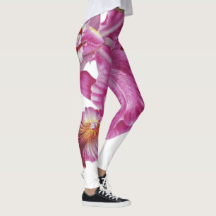 Leggings tout-sur-impression à fleurs rose et blan