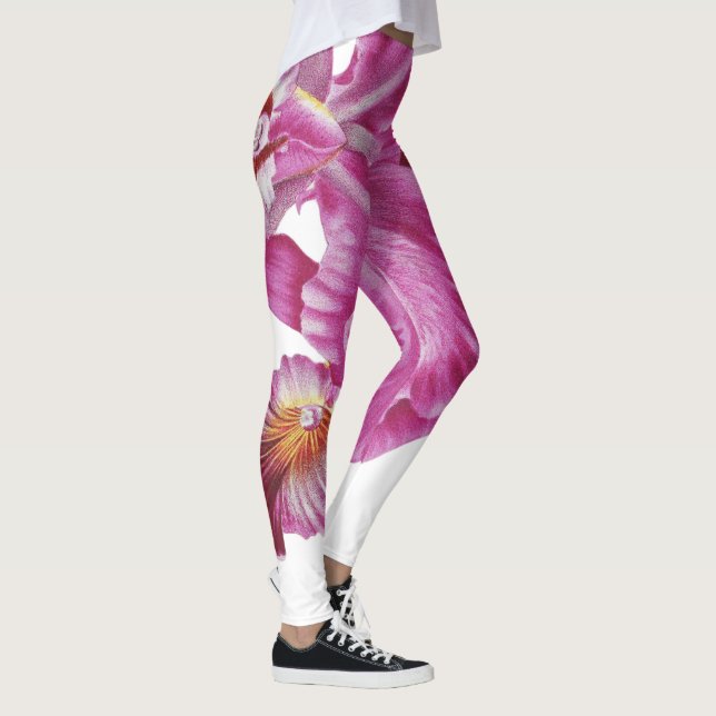 Leggings tout-sur-impression à fleurs rose et blan (Droite)