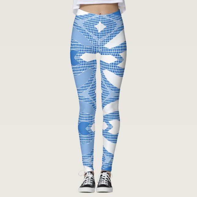 Leggings Tout-sur-impression bleu et blanc "Ratti_Creative_ (Devant)
