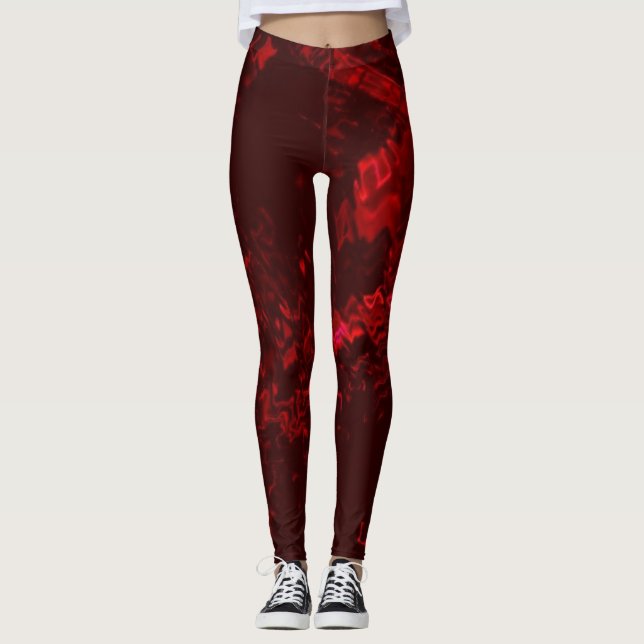 Leggings tout-sur-impression rose rouge (Devant)