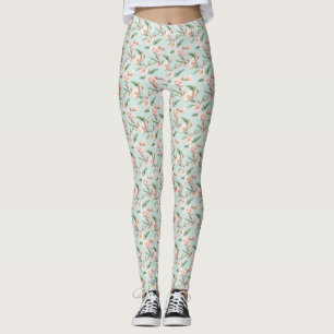 Leggings Tout-Sur-Imprimés en fleurs d'arbre rose