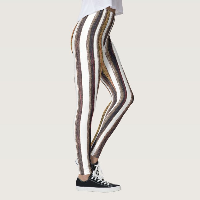 Leggings Traces verticales tons terre Brown et blanc (Droite)
