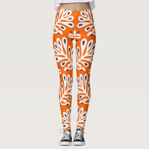 Leggings Tradition scandinave : Mosaïque florale ethnique.