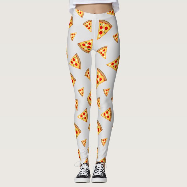 Leggings tranche de pizza cool et amusante motif gris clair (Devant)