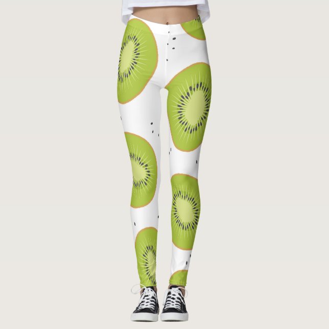 Leggings Tranches de fruits Kiwi, illustration transparente (Devant)