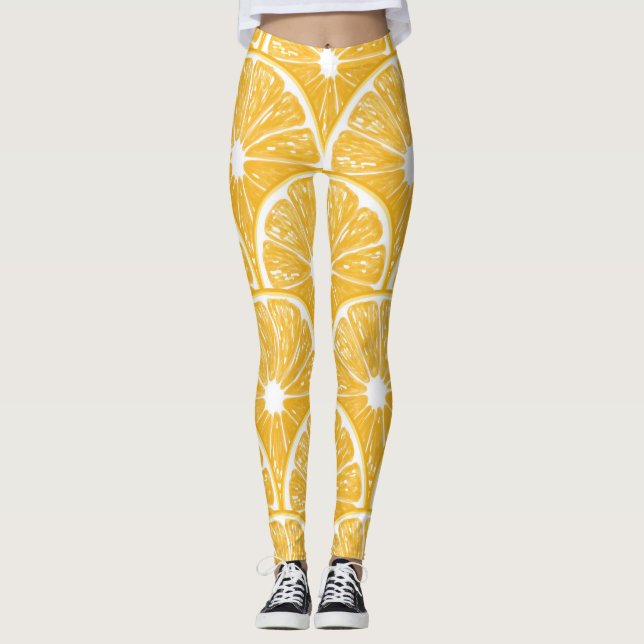 Leggings Tranches orange, motif de fruits tropicaux (Devant)