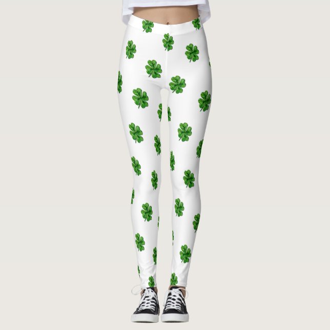 Leggings Trèfle de feuille de Patricks quatre de saint (Devant)