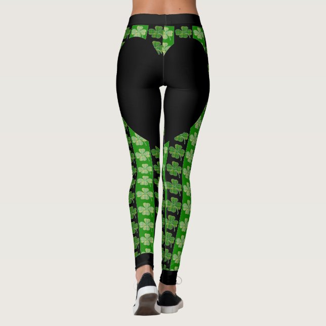 Leggings Trèfle irlandais blanc brillant Cool Heart (Dos)