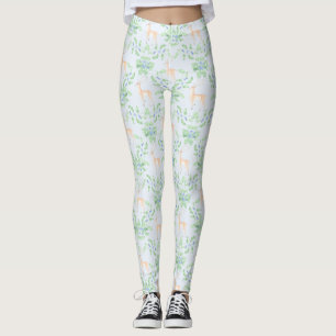Leggings Trellis bleu et vert Holly avec Cerf