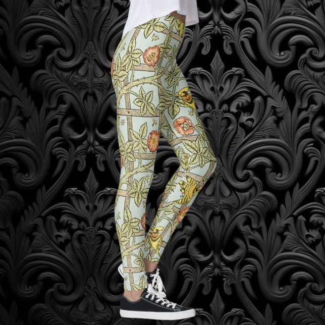 Leggings Trellis par William Morris, textile de jardin vint (Trellis by William Morris, Vintage Garden Textile Leggings)