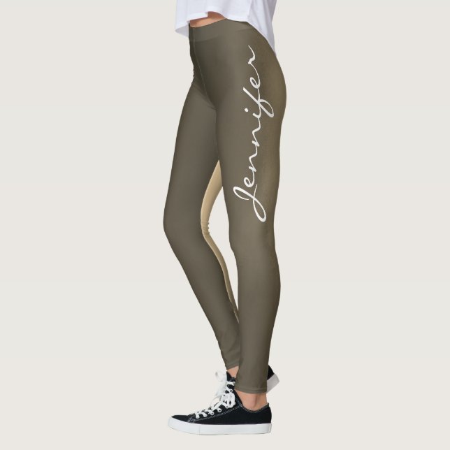 Leggings Trendy Burnished Brown Gradient Modern Script Nom (Gauche)