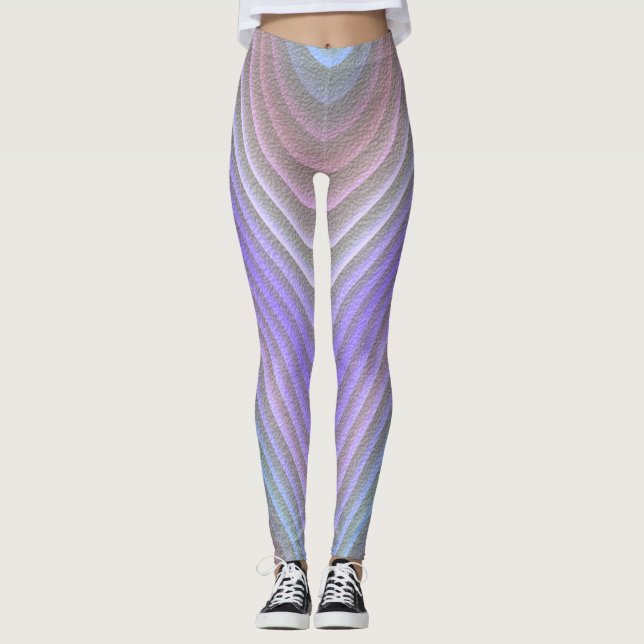 Leggings Très Cool moderne abstrait violet Waves Motif (Devant)