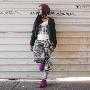 Leggings triangle noir aztèque