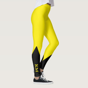 Leggings Triangle noir Initiale Légendes jaunes canarie
