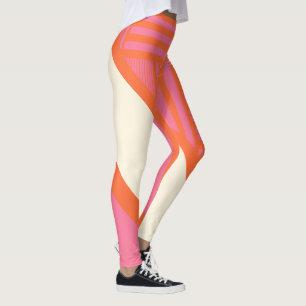 Leggings Triangle rayures en rose, orange et crème