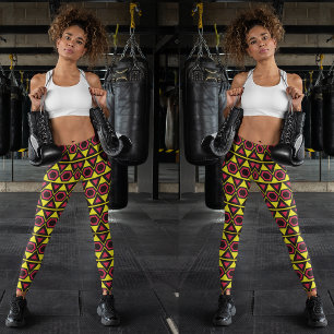Leggings triangle rouge hawaïen jaune