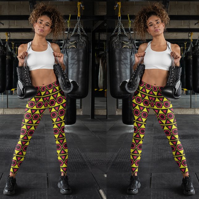 Leggings triangle rouge hawaïen jaune (Créateur téléchargé)