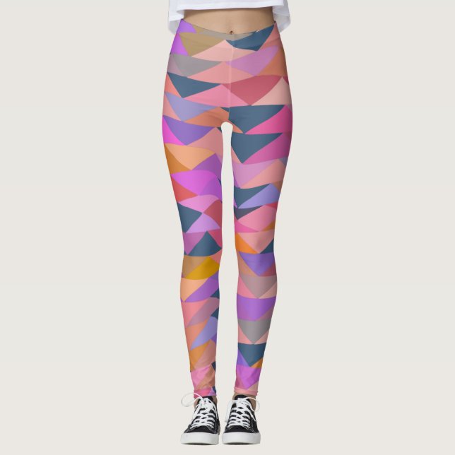 Leggings Triangles Abstraits brillants et gras en couleur v (Devant)