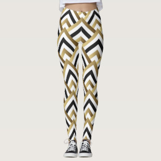 Leggings Triangles Abstraits : Noir Or sans joint
