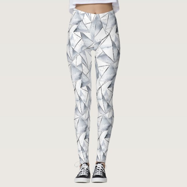 Leggings Triangles blancs argenté chic (Devant)