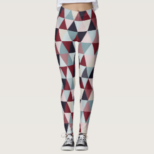 Leggings Triangles bleu foncé rouge et beige B