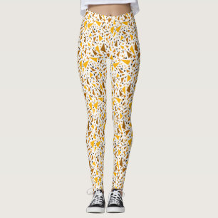 Leggings Triangles brun jaune sur arrière - plan rétro blan