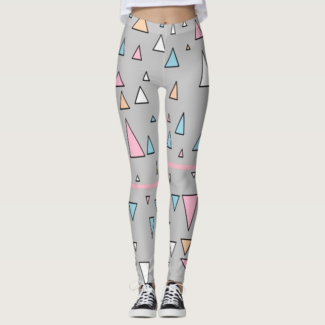 Leggings Triangles Drôles Couleurs Pastel (Devant)