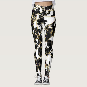 Leggings Triangles florales noires abstraites géométrique