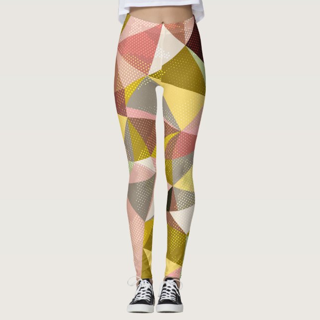Leggings Triangles géométriques colorés Texture Abstraite. (Devant)