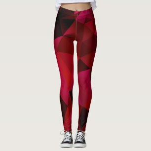 Leggings Triangles géométriques polygonaux imprimés rouges