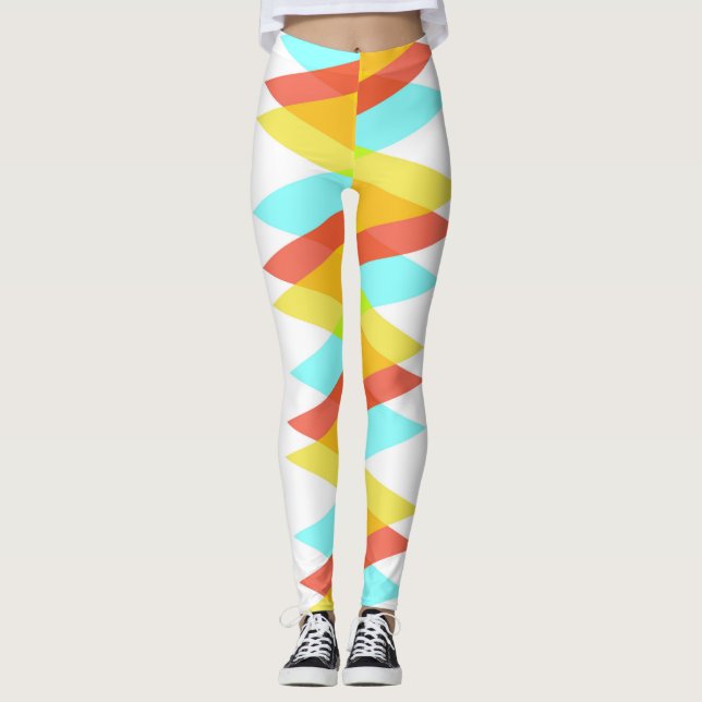Leggings Triangles jaunes, rouges et bleus cadets (Devant)