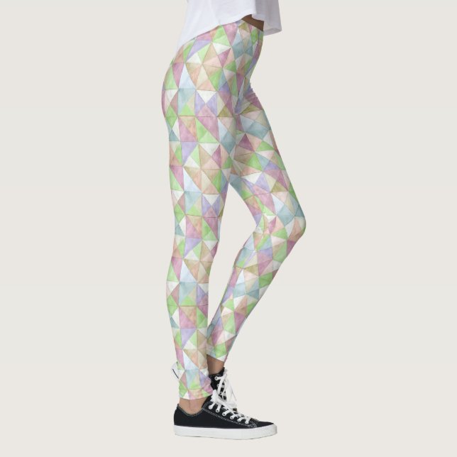 Leggings Triangles Matelassés en Pastels de Vert Printanier (Droite)