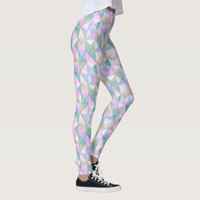 Leggings Triangles Matelassés en Rose Menthe et Sauge (Droite)