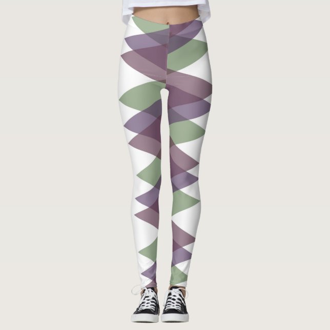 Leggings Triangles mauve et vert (Devant)