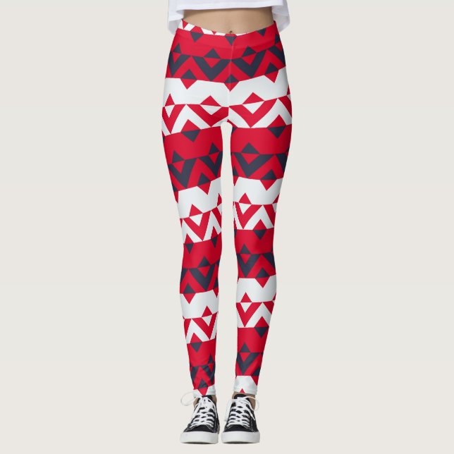 Leggings Triangles rouge bleu Motif minimal (Devant)