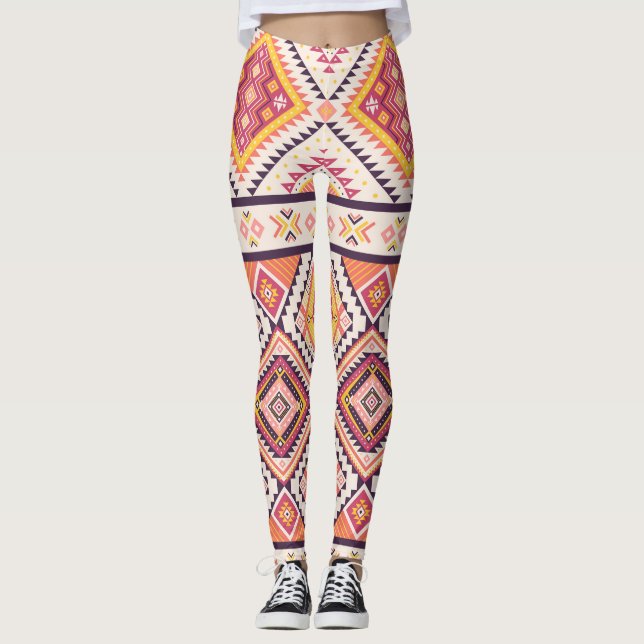 Leggings Tribal Aztec rayé Arrière - plan sans couture (Devant)