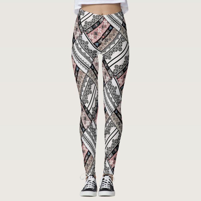 Leggings Tribal ethno traditionnelle geometrical (Devant)