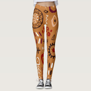 Leggings Tribal indien africain branché sans couture Brown