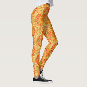 Leggings Tribal Mandala Print, Mustard Gold et Orange