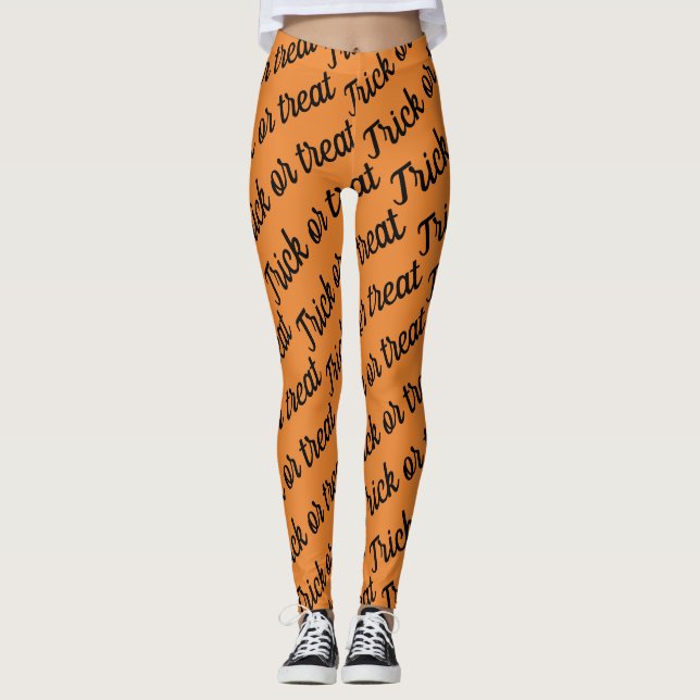 Leggings tricher ou traiter le motif cursif pour Halloween (Devant)