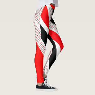 LEGGINGS TRINIDAD & TOBAGO RED WHITE & BLACK T&T PATRIOT