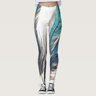 Leggings Trio en plumes bleu clair