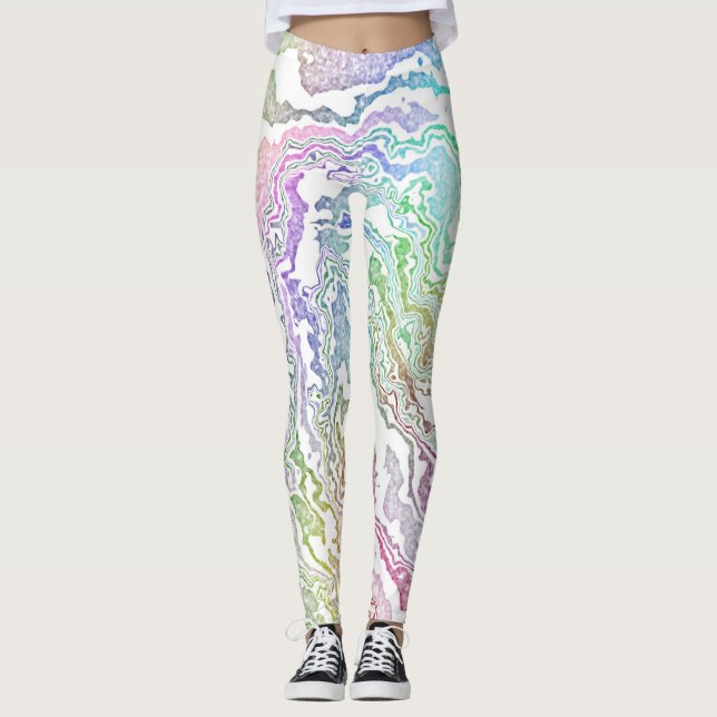 Leggings Trippy Boho Marbré coloré arc-en-ciel Abstrait (Devant)