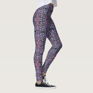 Leggings Trippy géométrique Abstrait en violet, vert, noir