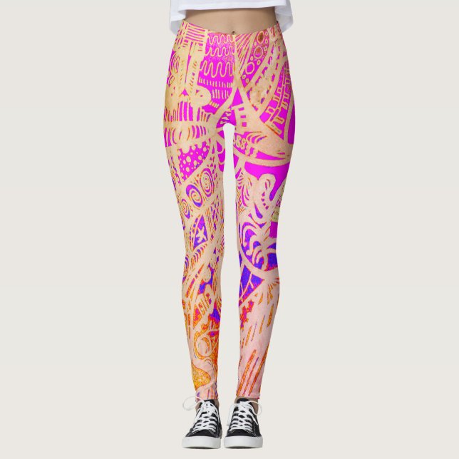Leggings Trippy Pink Boho (Devant)