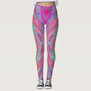 Leggings Trippy rose, Aqua et Magenta papillon Abstrait