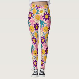 Leggings Trippy Smiley Motif sans couture
