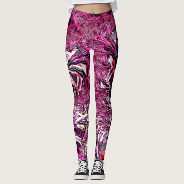 Leggings Trippy Vibrant Psychedelic Funky Fractal Art (Devant)