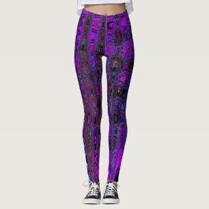 Leggings Trippy violet et noir rétro ondes atomiques