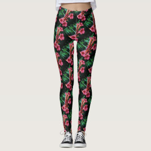 Leggings Trompette rose Honeysuckie Art botanique